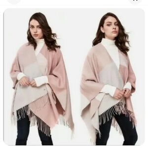 Soia & Kyo Miku colorblocked Woven Scarf Cardigan Wrap Fringed Shawl, OS - New!